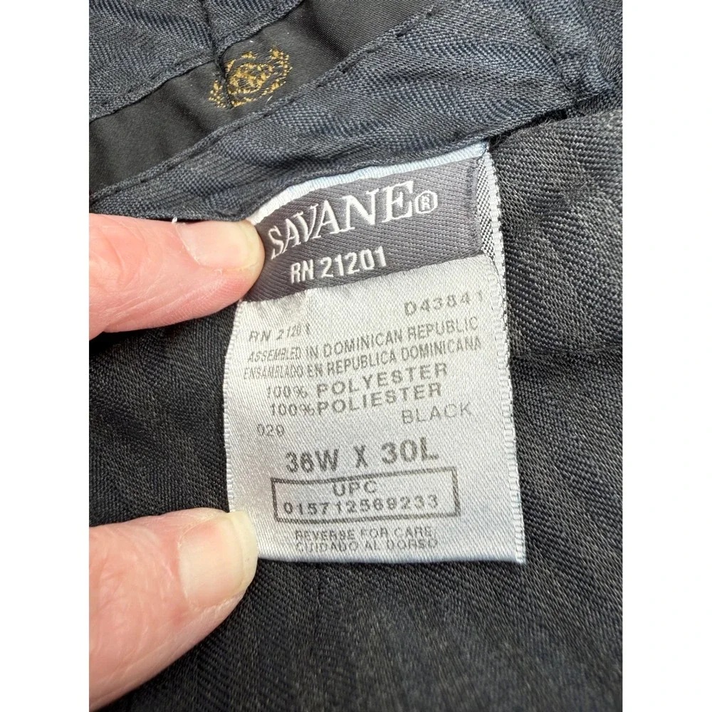 VTG Savane Mens Black Comfort Plus Waistband Pleated Dress Pants‎ 36X30 Cuffed